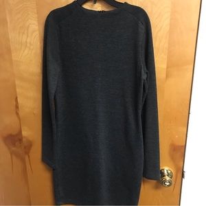 NEW Zara W&B Crew Neck Long Sleeve Mini Sweater Shift Dress Dark Grey sz M